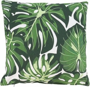 Sierkussenhoes Grote Palmbladen Motief JORRIT - Lichtgroen / Wit - Katoen - 40 x 40 cm - Kussenhoes - Hoes - Kussen