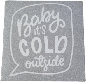 Glitter Canva - Baby It's cold Outside - Zilver - Decoratie - Muur - Schilderij
