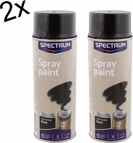 Spuitbusverf - Zwart Hoogglans - Black Hoogglans - Meubelspray - Lakspray - Spuitverf - Sneldrogend - Acrylaat lak - Set van 2 (2x 400 ml)