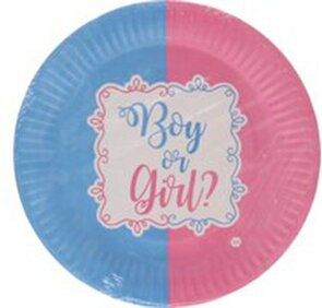 Boy Or Girl Gebak Bordjes - Roze / Blauw - Gender Reveal Party - Karton - Ø 18,5 cm - 8 stuks