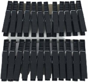 Wasknijpers JACYE - Zwart - Kunststof - 24 Stuks - Knijper - Wassen - Was - Knijpers