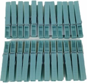 Wasknijpers JACYE - Turquoise - Kunststof - 24 Stuks - Knijper - Wassen - Was - Knijpers