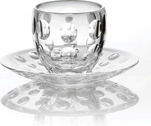 Luxe espresso kop en schotel COMOLAKE - Likeur borrelglas met schotel - Glas / Acryl - Transparant - Set van 2