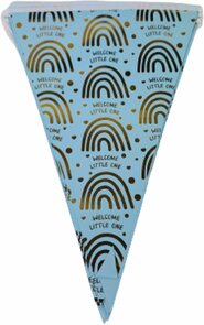 Vlaggenlijn "Welcome Little One" - 300 cm - Blauw / Goud - Kunststof / Folie