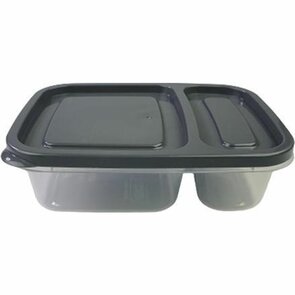 Compacte meal prep bakjes - Grijs - Kunststof - 2-vaks - Set van 2 - voorraadbakjes - lunchbox - snackbakjes - stapelbaar - klein formaat