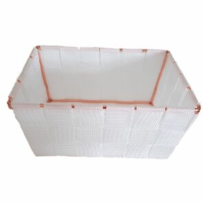 Opbergmand Tonia - Geweven lint - Wit/Koper - 18x13x8.5cm