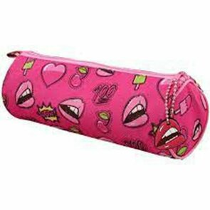 Etui met print - Emoji / Emoticon - hart / lips emoji - Roze - Rond - met emoji hanger