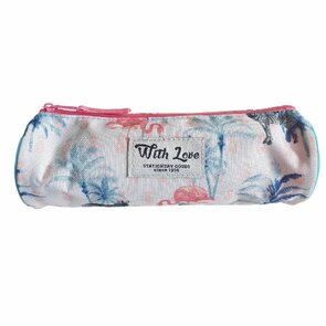 Etui Flamingo / Zebra - Multicolor - Rond - Ø 8.5 x l 23 cm