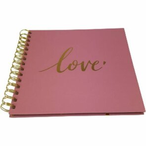 Scrapboek verzamelalbum "Love" - Roze / Goud - Karton / Metaal - 20 x 20 cm - DIY - Knutselen - Scrapboek - Knutselboek - Arts en Crafts