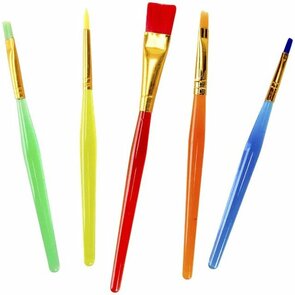 Kwasten set hobby - Multicolor - Kunststof / Metaal - Ca. l 14 cm - 5 Stuks - Schilderen - Hobby - Kwast - Verven - Creatief - Knutselen
