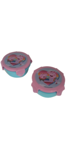 Vershoudbakje met deksel Peppa Pig - Roze / Blauw - Kunststof - ø 10 x h 6 cm - Set van 2 -  Snackbox / Lunchtrommel / Broodtrommel - hersluitbare fruitbakje 