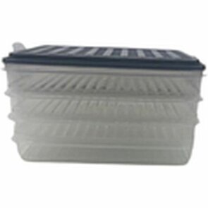 Vleeswarendoos met 4 lagen KAASSIE - 4 x 0.75 L - Wit / Transparant - Kunststof - 15,5 x 23 x 12,5 cm - Beleg - Kaas - Belegbox - Belegdoos