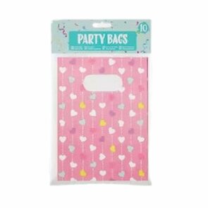 Papieren uitdeelzakjes met hartjes print - Roze / Multicolor - Papier - 10 stuks - Feestzakjes - Party bags 
