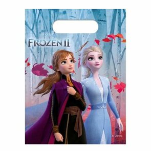 Frozen 2 Papieren uitdeelzakjes - Blauw / Multicolor - Papier - 15 stuks - Feestzakjes - Party bags 