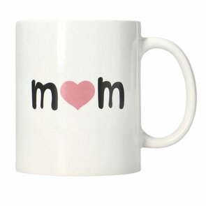Drinkbeker MOM - wit - Keramiek - ⌀ 8 cm - Moederdag - I LOVE MOM - Beker - Mok 