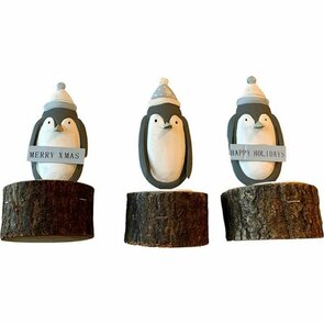 Pinguïn theelichthouder - Hout / Metaal - Assorti - Waxinelichthouder – Waxinelicht – Gezellig – Sfeer – Kerst – Feestdagen – Licht – Wintertijd – Herfst – Thuis – Woonkamer – Interieur – Decoratie – Cadeau 