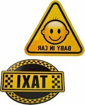  Raam Stickers - Auto Stickers - Geel / Zwart - Baby In Car / Taxi - 2 stuks