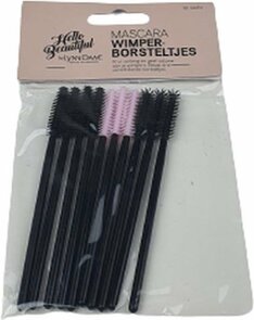 Mascara Wimper Borsteltjes - Zwart / Roze - Kunststof - l 10 cm - 10 Stuks - Make-Up - Mascaraborstel - Borsteltje