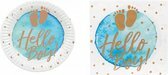 Hello Boy Set - Servetten / Bordjes - Goud / Blauw / Wit - Feest - Verjaardag - Geboorte