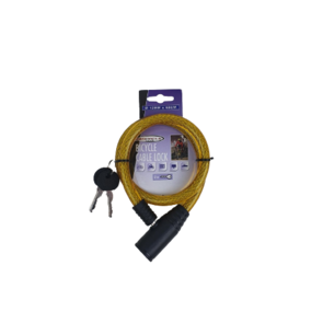 Fiets kabelslot - Geel / Zwart - Kunststof / Metaal - ⌀ 12 mm x h 65 cm - Slot - Fietsslot - Fietsen - Bike