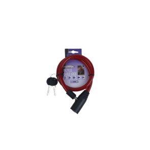 Fiets kabelslot - Rood / Zwart - Kunststof / Metaal - ⌀ 12 mm x h 65 cm - Slot - Fietsslot - Fietsen - Bike