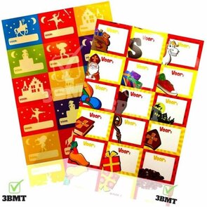 Sinterklaas naamstickers - Multicolor - 30 stickers - Sticker papier - Cadeau Stickers - kado Tags - Pieten - pakjesavond