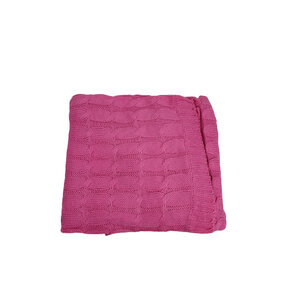 Trendy Woondeken Plaid SORAYA met kabel motief - Roze - Polyester - 130 x 150 cm - Deken - Dekentje - Plaid - Woondeken 