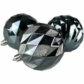 3D Kerstballen - Antraciet - Glanzend - Kunststof - ⌀ 7 cm - Assorti