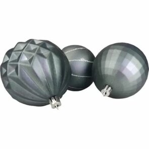 3D Kerstballen - Antraciet - Kunststof - ⌀ 7 cm - Assorti