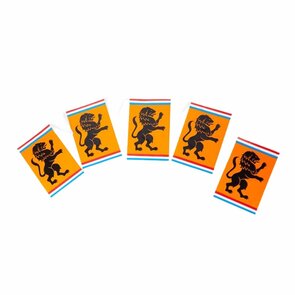 Oranje Vlaggenlijn met Leeuw - 8 meter - 16 vlaggetjes - Kunststof - EK / WK voetbal - Holland - Nederlandse vlag