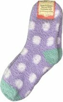 Super Soft Kinder huissokken - Paars / Wit / Groen - Maat 39-40 - 2 paar