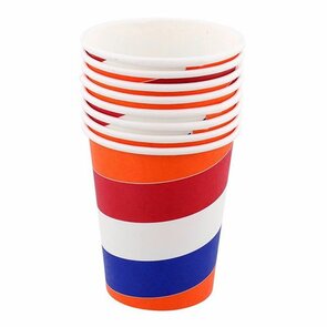 Party Cups Oranje Nederland - Paper Cups - Oranje - Nederlandse vlag - 8 Bekers - Papieren bekers - Feest - Koningsdag - WK - EK 
