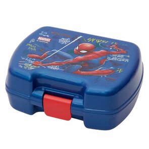 Spiderman Broodtrommel -  Blauw - Rood - Marvel - Kunststof - Brooddoos - Lunchbox - 17 x 13.5 x 6.5 cm 