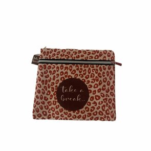 Wasbare Boterhamzak Take A Break - Herbruikbaar - Bruin / Rood / Beige - Panterprint - Katoen - Ø 36 cm