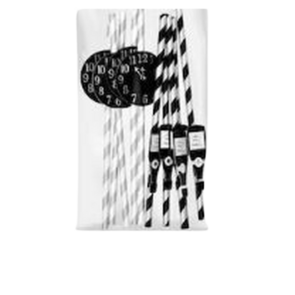 Papieren / Kartonnen Rietjes met ''klok'' en ''champagne'' - Zwart / Wit - Papier - 10 stuks - Party collection NY