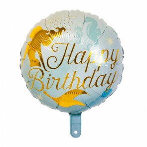 Folieballon Zeemeermin- Blauw / Multicolor - Folie - H 45 cm - Ballonnen - Ballon - Feest - Party - Disco - Zee
