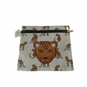 Wasbare Boterhamzak Met Panters - Herbruikbaar - Licht Grijs - Katoen - Ø 36 cm