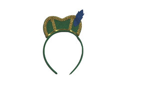 Pieten Diadeem met veer - Haarband - Groen / Goud / Blauw - Kunststof / Vilt - One Size 