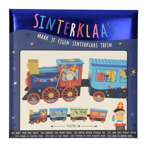 Sinterklaas maak je eigen trein - Multicolor - Karton - 45 x 7 x 4 cm - Sinterklaas - Piet - 5 December - Pakjesavond - bouwpakket