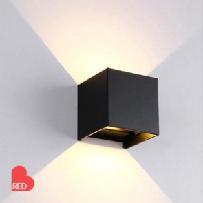 Wall Square met sensor - Up and down wandlampen - Zwart - Oplaadbaar - Wandlamp zonder stroom - Wireless lamp
