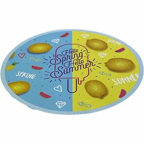 Citroen Ronde Strandlaken Hello Spring Hello Summer Print - Blauw / Geel Stranddoek - Ø 150 cm