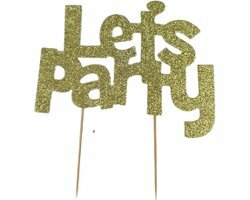 Taart topper - Cake topper - Tekst 'Let's Party' - Goud