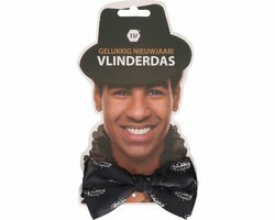 Vlinderdas "Gelukkig Nieuwjaar" - Zwart / Wit - Polyester - One Size