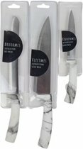 Messenset Marmer Look - Zwart / Wit - RVS / Kunststof - Set van 3