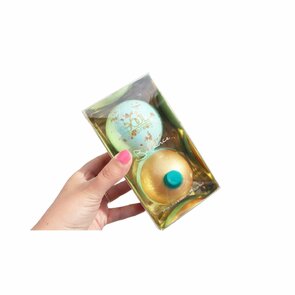 Bruisballen Goud / Blauw - Geschenkset - 2 Bruisballen - Cadeau - Lotus - Bad