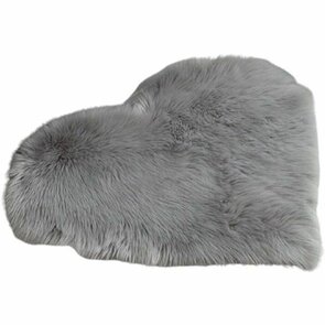 Hartvormige Schapenvacht WILLO - Grijs - Polyester - Langharig - Decoratief Kleed -75 x 70 cm