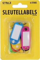  Sleutel labels sleutelhanger - Multicolor - Kunststof / Metaal - l 5 cm - 6 Stuks