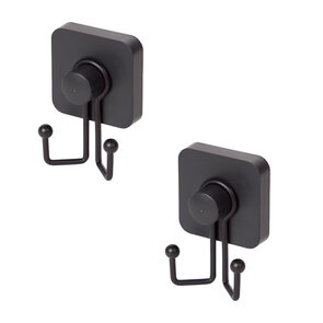 Industriele ophanghaak met zuignap met 2 haakjes - Zwart - Metaal / Kuntstof - Set van 2