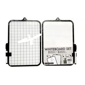 Dubbelzijdige mini Whiteboard met pen en magneet MATTHEW - Uitwisbaarbord - Weekplanner - School - Zwart / Wit - 18,4 x 27,5 
