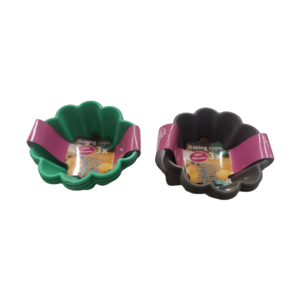 Mini bakvormpjes bloem - Multicolor - Silliconen - 7,5 x 6,5 x 3 cm - Set van 6 - Assorti